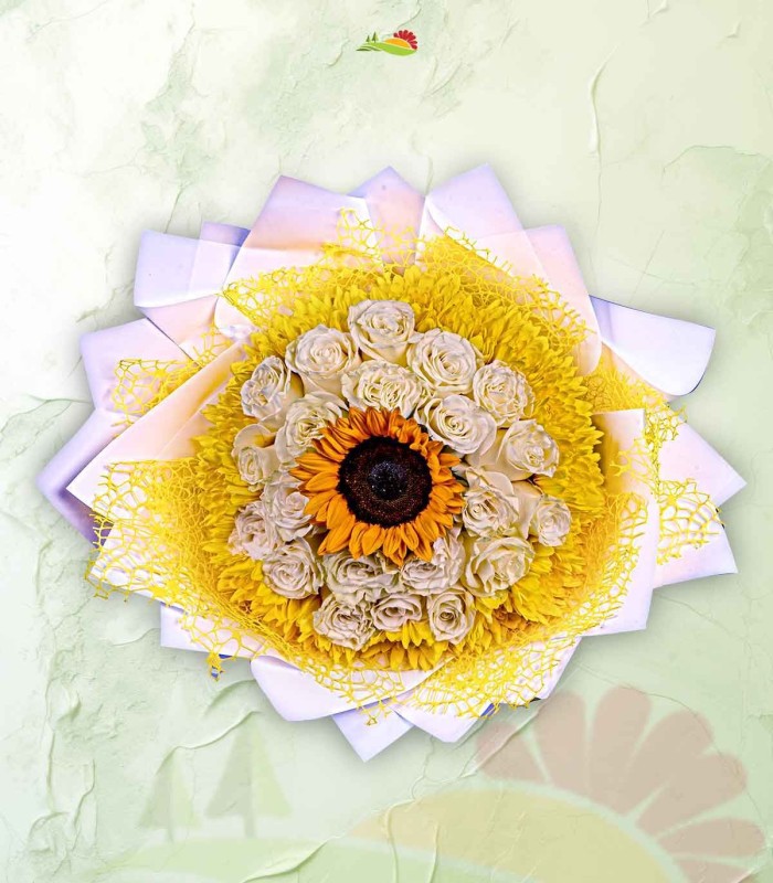 Crisantemos y girasoles