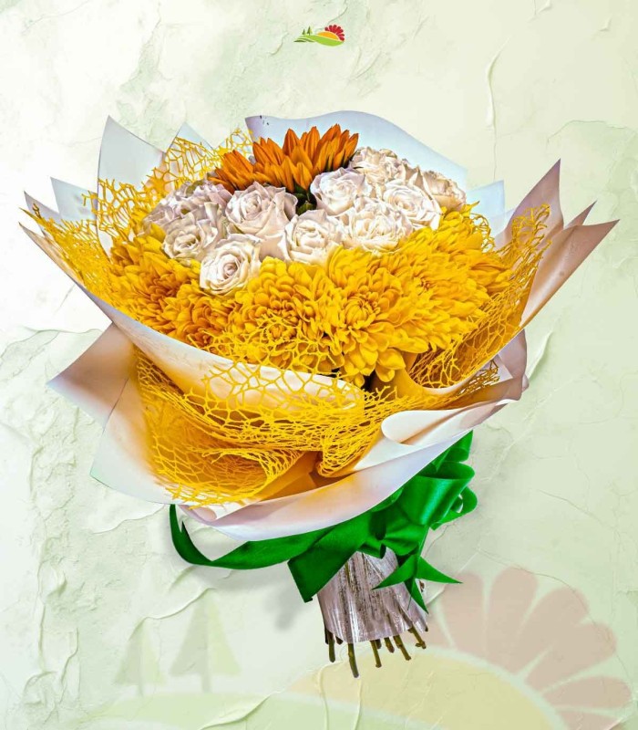 Crisantemos y girasoles